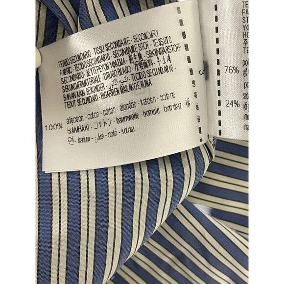 Zara  Stefano Pilati Women Dress M Blue Striped Placket Long Sleeve 9078/702 NWT - Picture 8 of 11